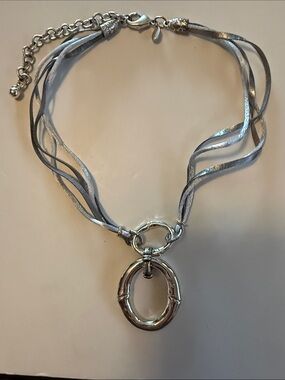 Chico's Silver Multi-Strand Pendant Necklace